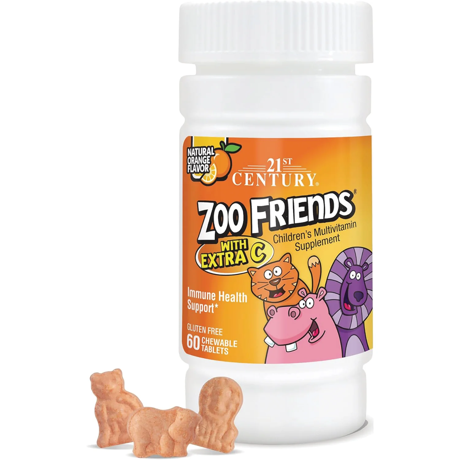 Zoo Friends with Extra C Children's Multivitamin - Orange