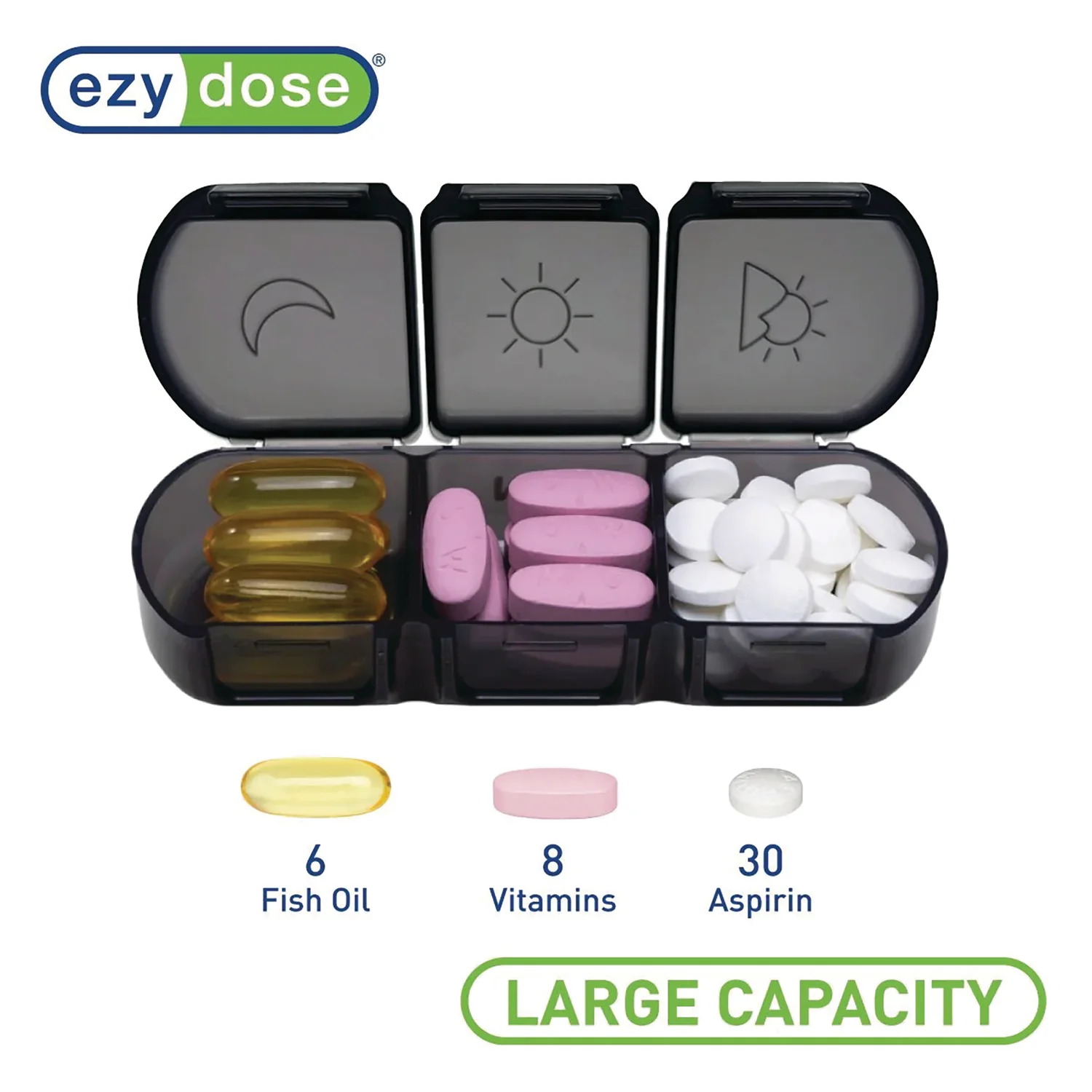 Ezy Dose Pill Organizer Weekly 3x/Day Medtime Planner Black - Image 4
