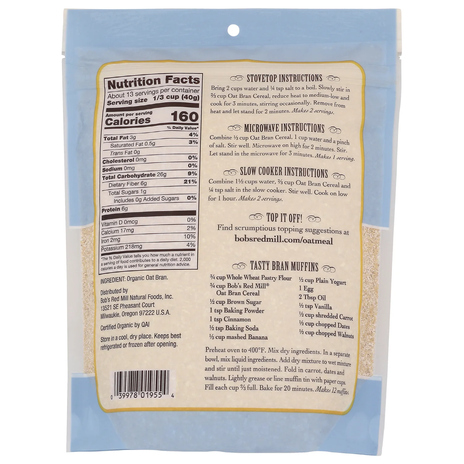 Organic High Fiber Oat Bran Hot Cereal - Image 2