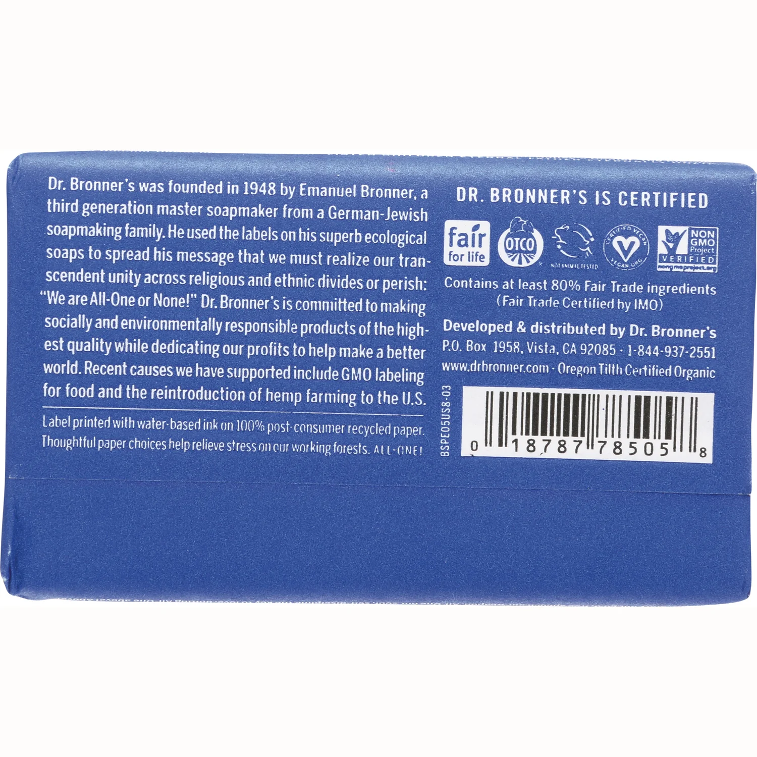 All-One Hemp Peppermint Pure-Castile Bar Soap - Image 2