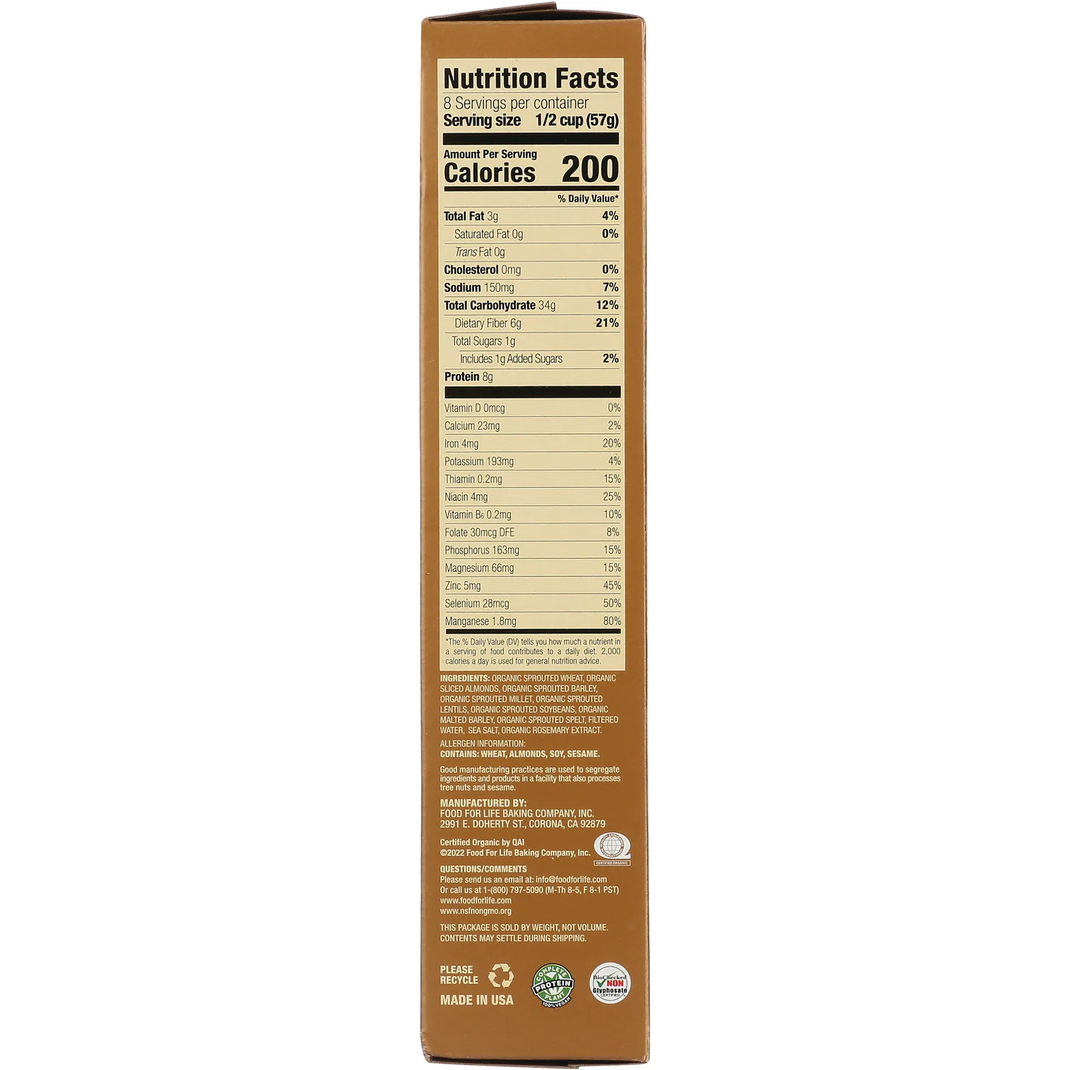 Sprouted Crunchy Cereal Ezekiel 4:9 - Almond - Image 2