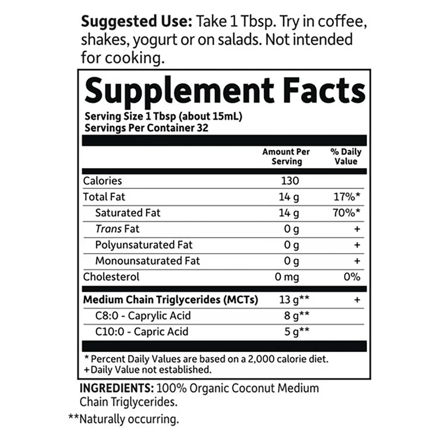 Dr. Formulated Brain Health Organic Coconut MCT Oil - Unflavored - Image 2