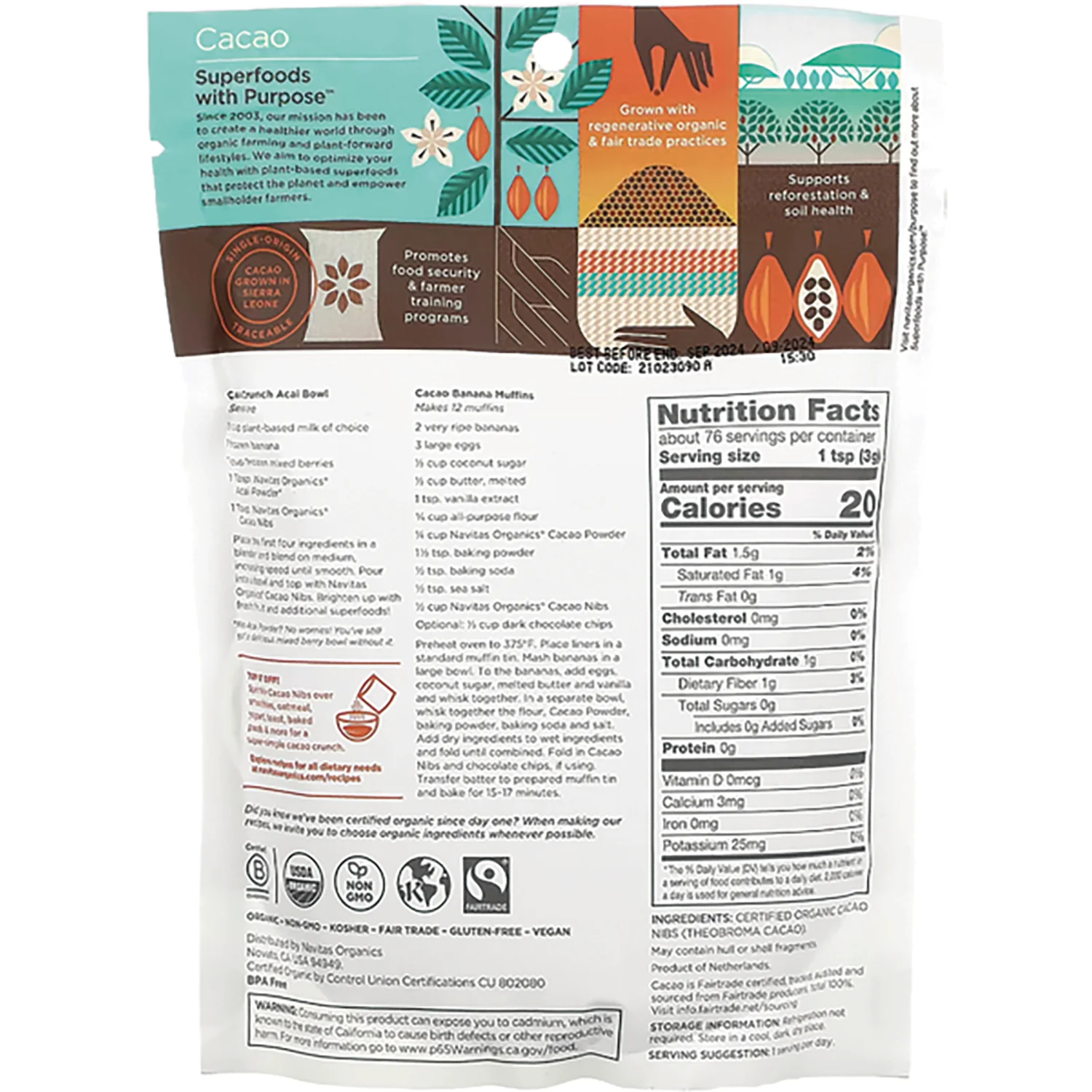 Organic Cacao Nibs - Unsweetened - Image 2