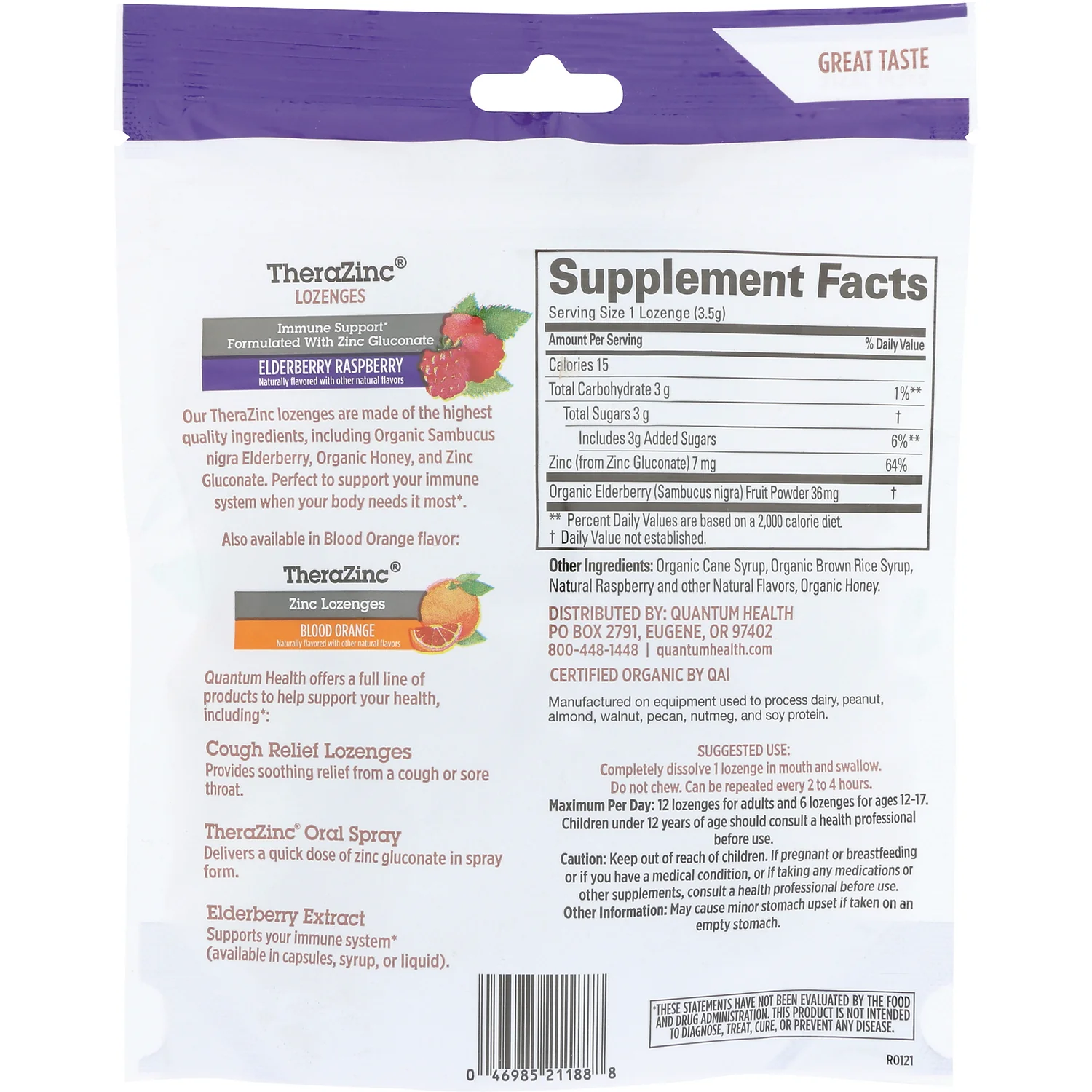 TheraZinc Zinc Lozenges - Elderberry Raspberry - Image 2