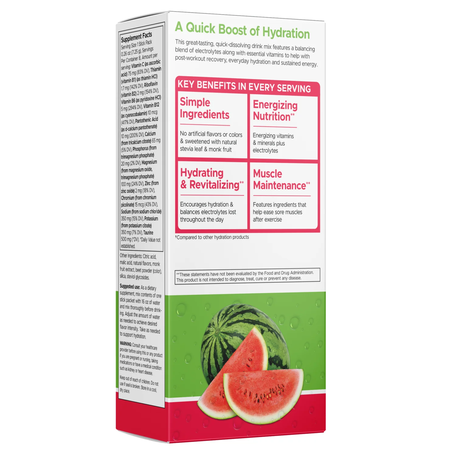 Simply Hydrate Electrolyte Hydration Mix - Watermelon - Image 2
